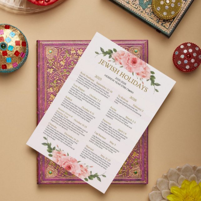 Judisk höckalkalender 2025 2025 Persika blommande  Poster (Skapare uppladdad)