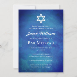 judisk inbjudan till Pub Mitzvah Blue Watercolor