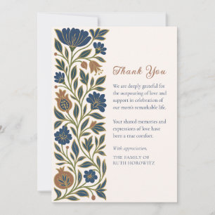 judisk inspirerad Blommigt Sympathy Shiva Funeral Tack Kort