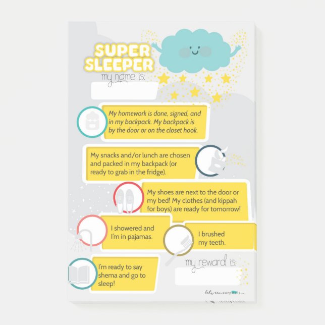 JUDISK LÄGGDAGSKONTROLLISTA POST-IT BLOCK (Framsida)