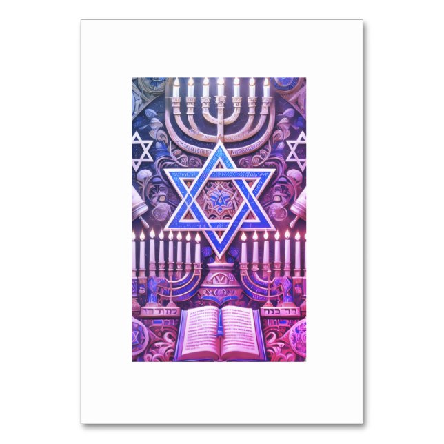 Judisk Menorah Hebreiska Judendom Bordsnummer (Framsidan)