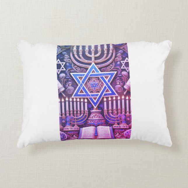 Judisk Menorah Hebreiska Judendomen Prydnadskudde (Framsidan)