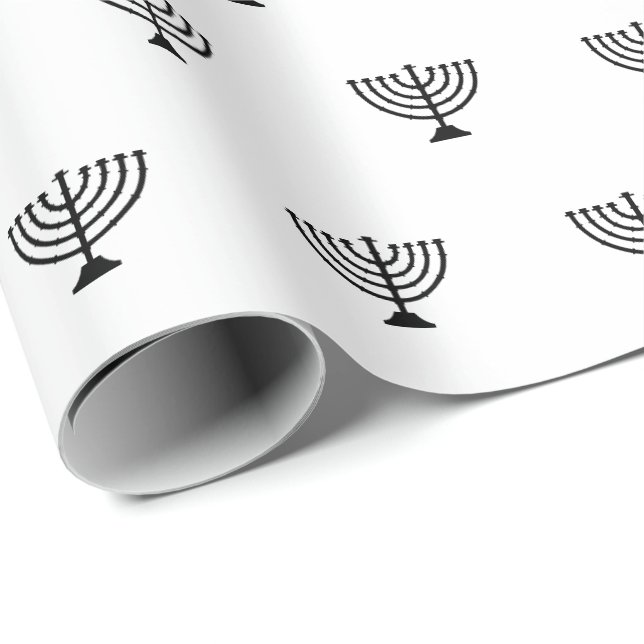 judisk menorah svart och vit mönster Hanukkah Presentpapper (Rullad Hörn)