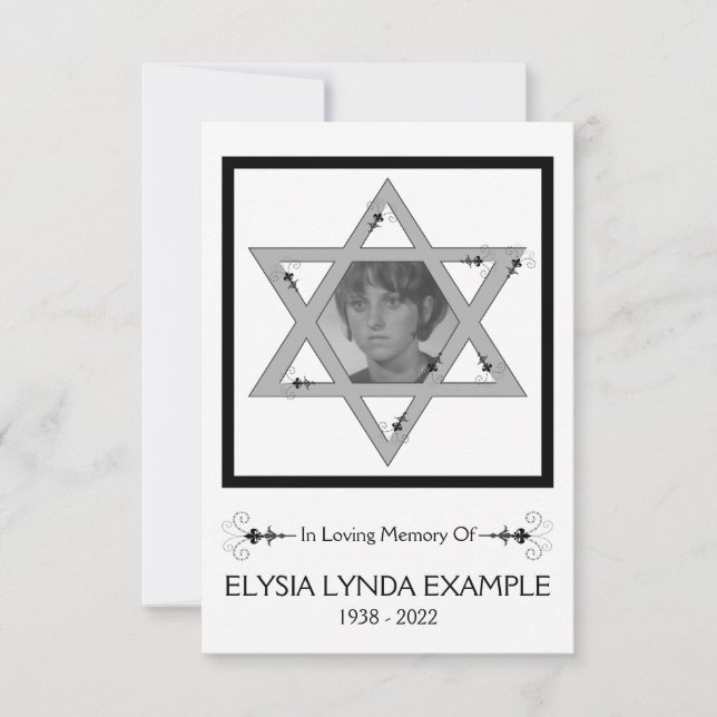 judisk minneskort inbjudningar (Framsida)