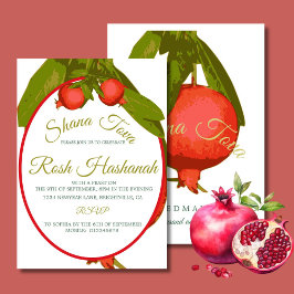Judisk nyårsmiddag Pomegranate Rosh Hashanah Inbjudningar