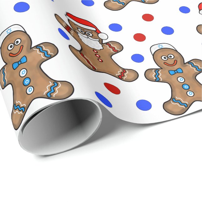 Judisk och Santa Pepparkaksgubbe Presentationspapp Presentpapper (Rullad Hörn)