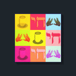 Judisk popkonst canvastryck<br><div class="desc">Kiddush kopp   Kohanim välsignelsehänder   chai "liv" symbol</div>