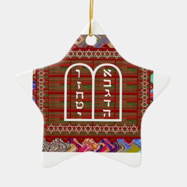 Judisk religiös andlig rituell konst verkställer julgransprydnad keramik (Framsidan)