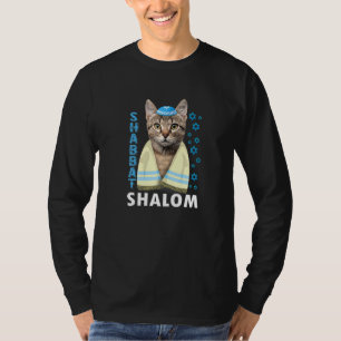 judisk shabbat Shalom Cute Cat with Kippah T Shirt