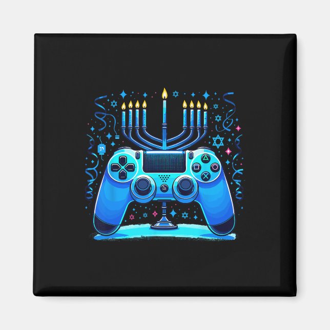 Judisk spelkonsollgamlare Hanukkah Chanukah Magnet (Framsidan)