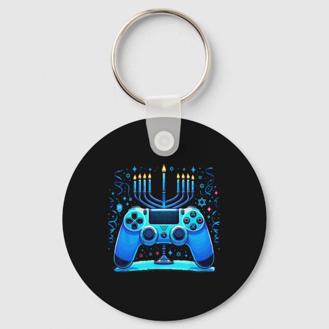 Judisk spelkonsollgamlare Hanukkah Chanukah Nyckelring (Framsida)