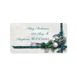 Judiska Adressetiketter av Teal och Silver jul