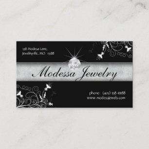 Judiska Affärskort Birthstones Blommigt Black Wh Visitkort