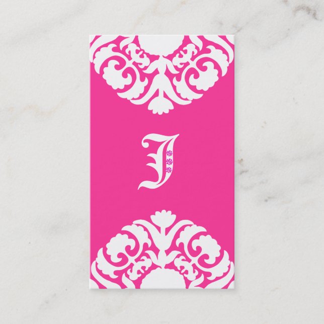 Judiska Affärskort Damask Monogram Rosa Visitkort (Framsida)
