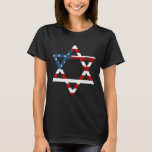 Judiska amerikaner stjärnan av David med oss Flagg T Shirt<br><div class="desc">Judiska amerikaner stjärnor av David med oss Flagga Hanukkah Gift Shirt</div>