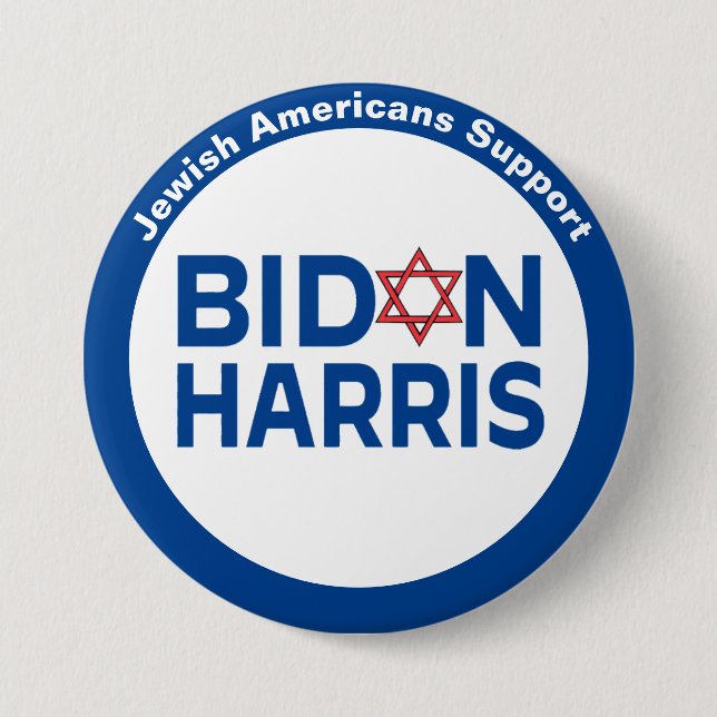 Judiska amerikaner Support Biden Harris Button Knapp (Framsida)