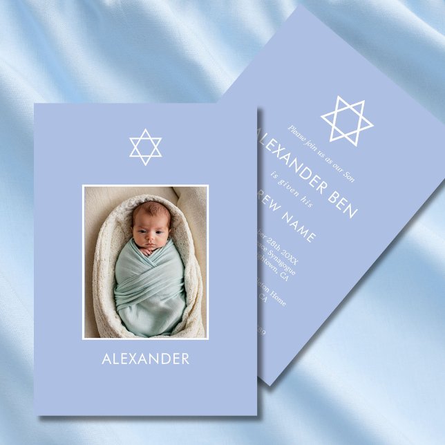 Judiska Baby-namngivande fotostjärna av David Hebr Inbjudningar (Skapare uppladdad)