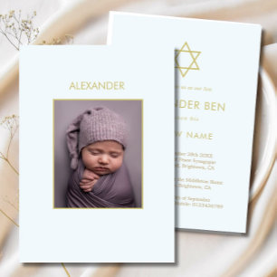 Judiska Baby-Religiösan för att namnge foto Blue G Inbjudningar