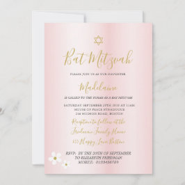 Judiska Bat mitzvah Daisyn Rosa Girls Hebrew Inbjudningar