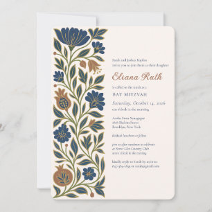 Judiska Bat mitzvah Elegantens Blommigt Judaica Inbjudningar
