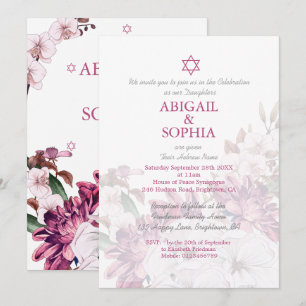 Judiska Blommigten Twin Girls Naming Ceremony Hebr Inbjudningar