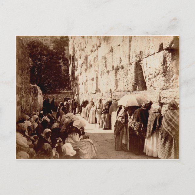 Judiska böner vid vaktmuren i Jerusalem Vykort (Framsida)