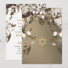 Judiska Bröllop Chuppah Elegant Rustic Blommigt Inbjudningar