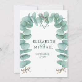 Judiska Bröllop Chuppah Eucalyptus Foliage Grönt Inbjudningar