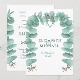 Judiska Bröllop Chuppah Eucalyptus Foliage Grönt Inbjudningar