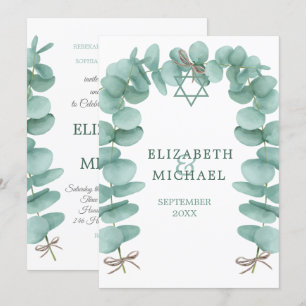 Judiska Bröllop Chuppah Eucalyptus Foliage Grönt Inbjudningar