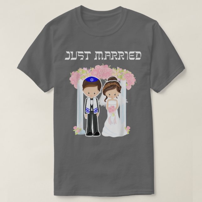 Judiska Bröllop Ny gifta Chuppah Bride Groom 34 T Shirt (Design framsida)
