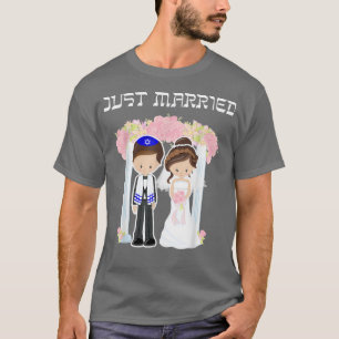 Judiska Bröllop Ny gifta Chuppah Bride Groom 34 T Shirt