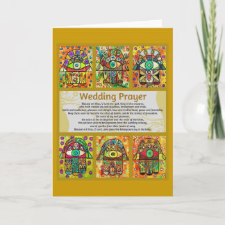 Judiska Bröllop Prayer Golden Hamsa-hälsningskort Kort