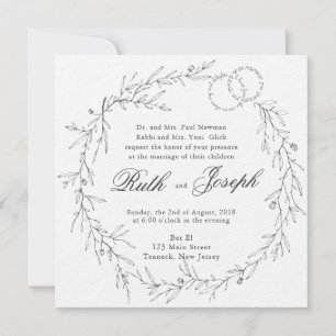 Judiska bröllopsinbjudan lush Lövs charkol Inbjudningar