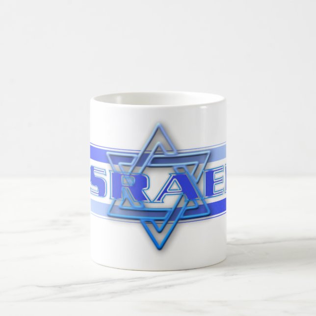 Judiska Davidstjärnan Israel Blå och Vit Kaffemugg (Center)