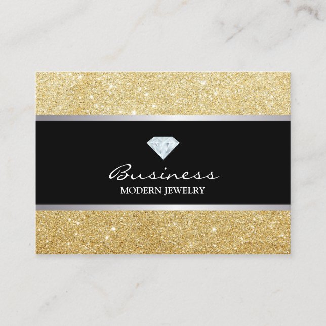 Judiska designen Snyggt Guld Glitter Modern Visitkort (Framsida)