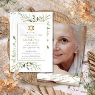 Judiska Firande i Life Funeral Greenery Photo Inbjudningar