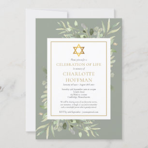 Judiska Firande i Life Funeral Grey Inbjudningar