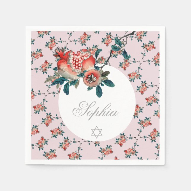 Judiska Flicka som namnger sötat Rosa-granat Pappersservett (Framsidan)