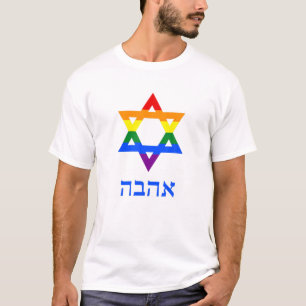 Judiska Gay Gift Star av David Rainbow Hebrew Kärl T Shirt