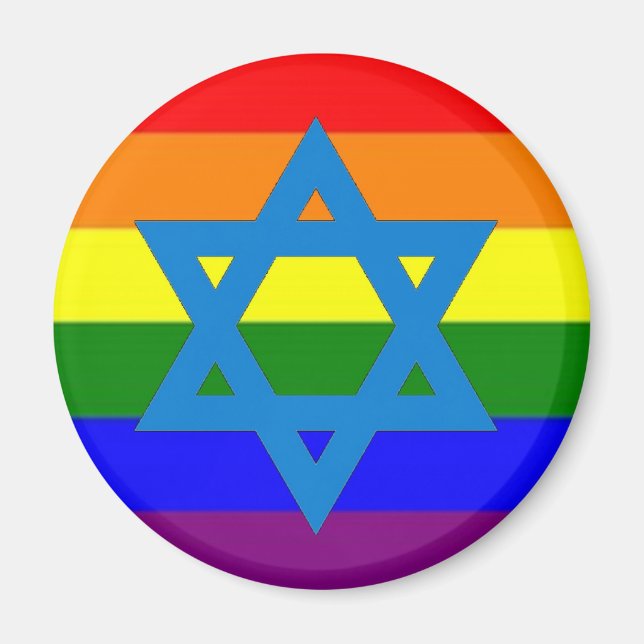 Judiska Gay pride Flagga Magnet (Framsidan)