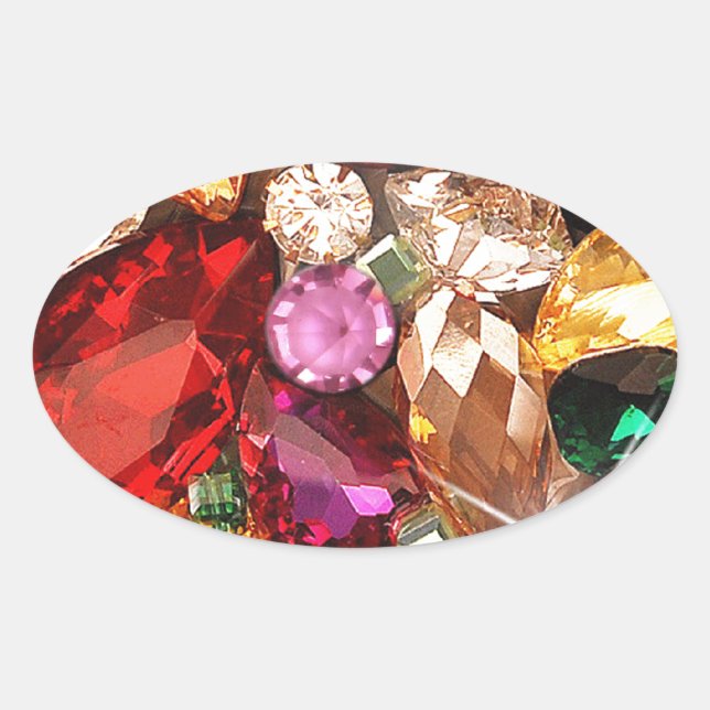 Judiska Gnistran Gems Färg Ovalt Klistermärke (Framsida)