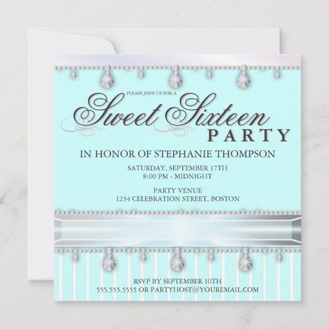 Judiska Gnistran Sweet 16 Födelsedagsfester Inbjudningar (Framsida)