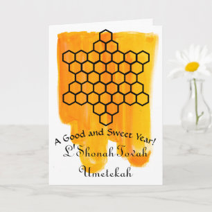 Judiska hälsningskortet Star Honeycomb Rosh Hshana Kort