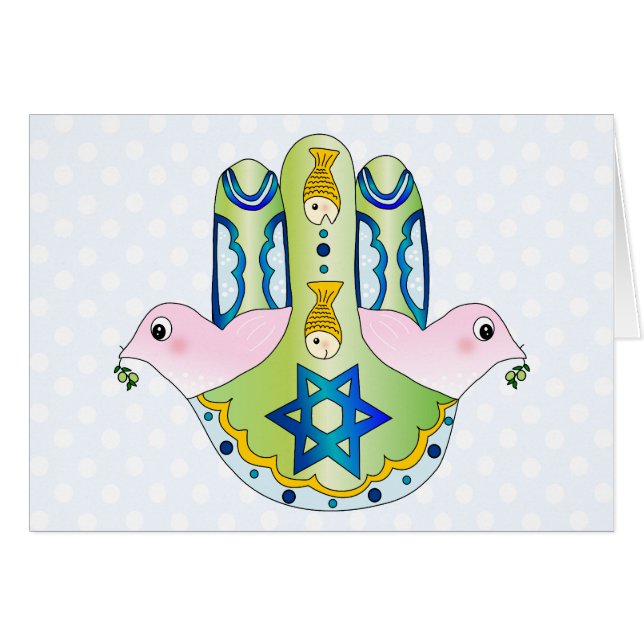 Judiska Hamsa Hälsningskort (Framsidan Horizontal)