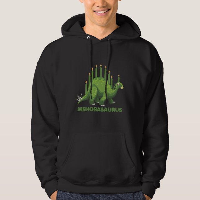 Judiska Hanukkah Dinosaur Menorah Jew Dino Fläkt Hoodie (Framsida)