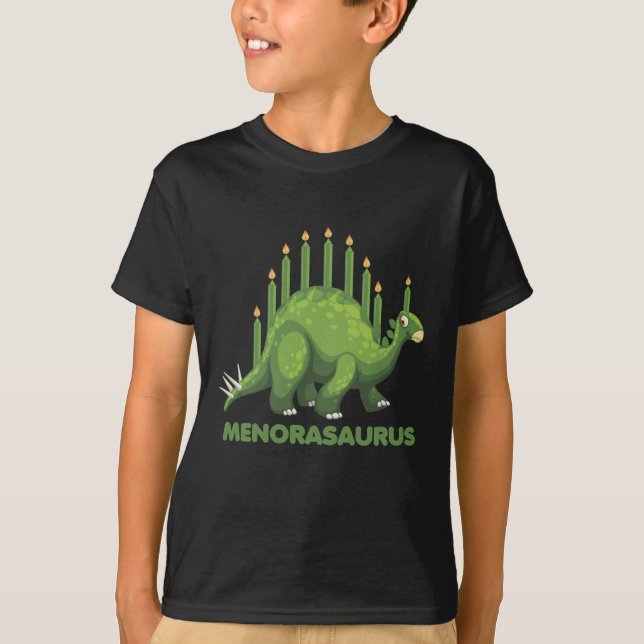 Judiska Hanukkah Dinosaur Menorah Jew Dino Fläkt T Shirt (Framsida)