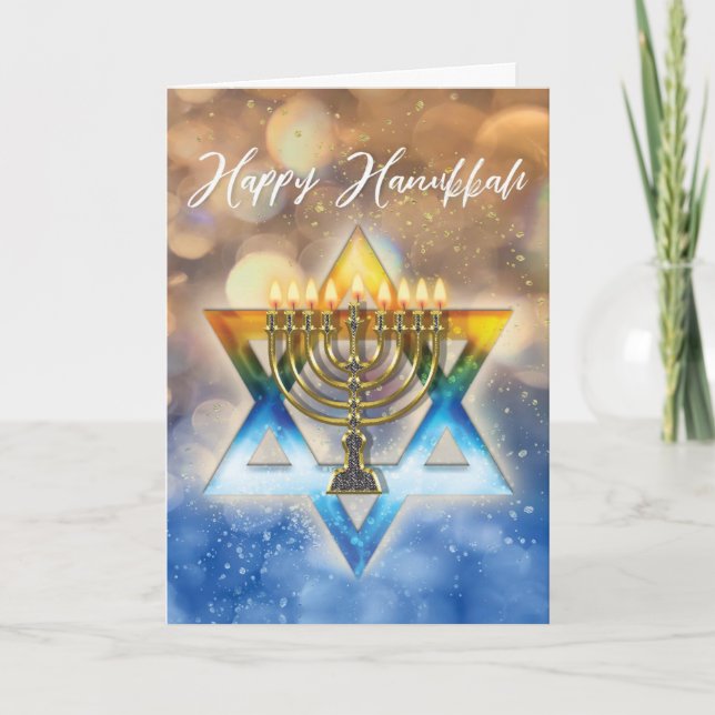 Judiska Helgdag Card - festival i Ljus Hanukkah Kort (Framsida)