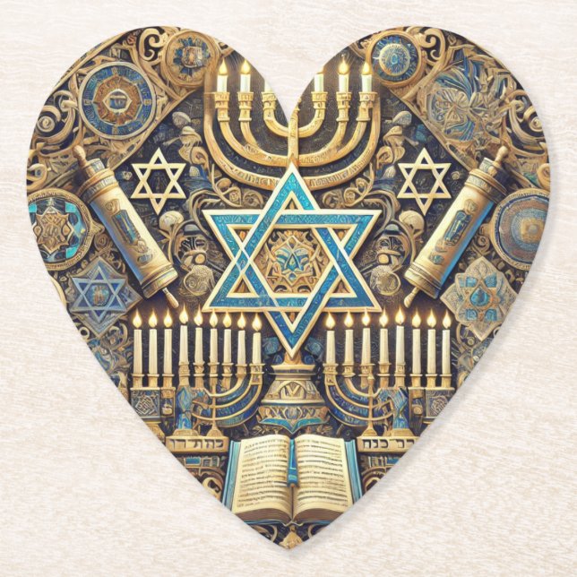 Judiska hjärtformade underlägg papper (Framsida)