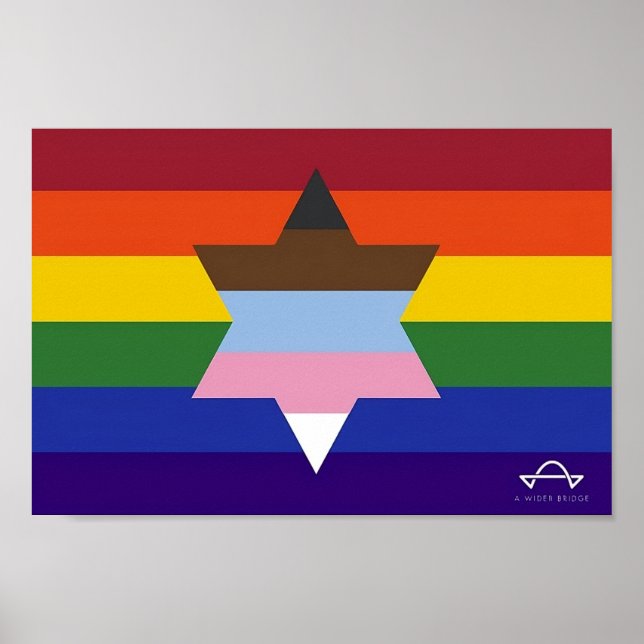 Judiska inkluderande Pride Flagga Poster (Framsidan)